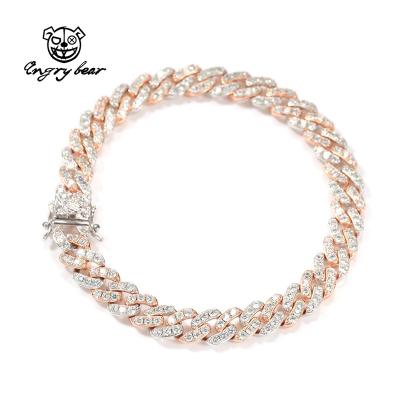 China Hot Selling European and American FASHIONABLE 9mm Micro-inlaid Pink Zircon Personality Hip Hop Cuban Chain Anklet for sale