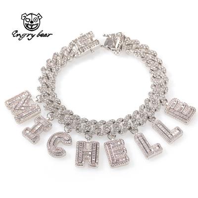 China New products 12mm FASHIONABLE European and American DIY band hip-hop personality letter spiked Cuban chain anklet for sale