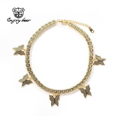 China European and American Element Small Butterfly Anklet Zircon Butterfly Chain Shiny Popular Girls Foot Ornament Fashion New Fashion Shiny Wholesale for sale