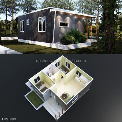 China Modern New plan 2 bedrooms 1 bathrooms open kitchen prefabricated built-in steel structure building construction project for sale