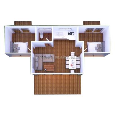 China Modern Economic project 2 bedrooms 1 bathrooms prefab villa house 52 sqm small type for sale