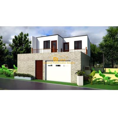 China Modern 2020 new design real estate 2 floor pre fab modular portable foam cement houses with garage for sale