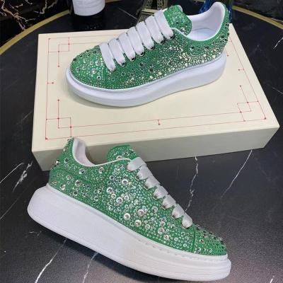 China Comfortable Women's Sports Shoes Italian Full Diamond Leather Men's Casual Shoes Lightweight Brand Women's Fashion Shoes for sale