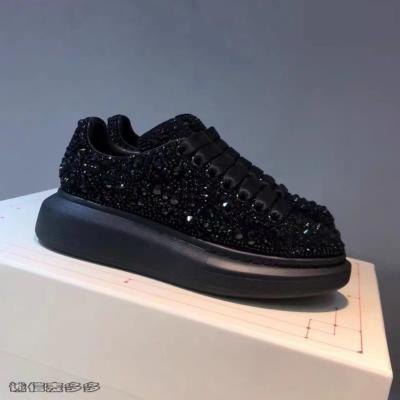 China White Stretch Lace-up Casual Shoes Fashion Full Rhinestones Lightweight Designer Men Women Leather Shoes Small for sale