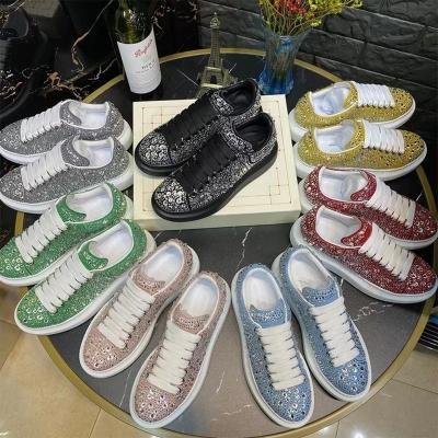 China Full rhinestones men's white shoes stretch lace-up high quality lightweight new arrivals small and women's platform sneakers for sale