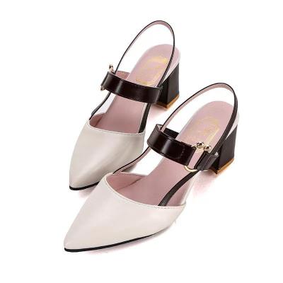 China Wholesale Breathable Women/High Quality Synthetic Leather Heeled Sandals Ladies High Heel Backless Sandals 4 Colors for sale