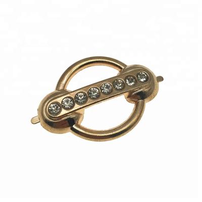 China Shoe Buckle Fashion Design Crystal Rhinestone Round Alloy Custom Metal Buckle For Shoes for sale