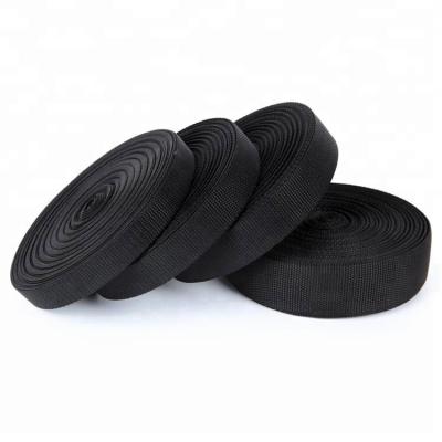 China Sustainable Customized Black Grooved Webbing Strap Polypropylene Webbing For Bag Luggage for sale