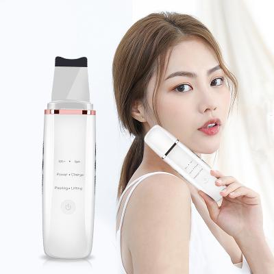 China Home Use LED Photon Mini Facial Skin Peeling Ultrasonic Deep Cleansing Ultrasonic Skin Scrubber Spatula for sale