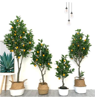 China Eco-Friendly Materials Wholesale Plastic Decorative Artificial Lemon Tree Trunk Leaks Plant Environmental In Pot for sale