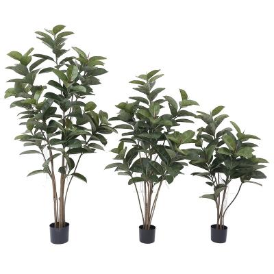 China Industrial Faux Ficus Elastica Plant 150cm Tropical Artificial Potted Rubber Tree For Home Office Decor for sale