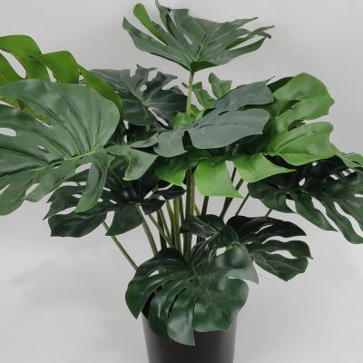 China Oriental Nature 18 Leaves Almost Shape Plastic Bonsai Artificial Monstera Tree for sale