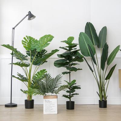 China Wholesale CLASSIC Big Leaf Green Plastic Monstera Tree Plant Artificial Monstera Tree for sale