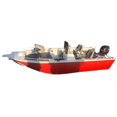 China Aluminum Red 4.5m Aluminum Fishing Boat With Side Console Stylish Boat for sale