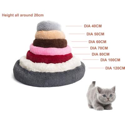 China Stocked Customized Fluffy Plush Faux Fur Pet Comfortable Washable Super Soft Donut Pet Dog Bed for Large dog Warm Round Dog Bed for sale