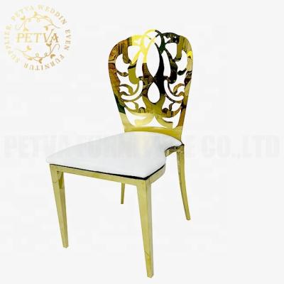 China Modern Cheap Stackable Steel Banquet Patterned Wedding Chair Stainless Steel Chair For Hotel Used for sale