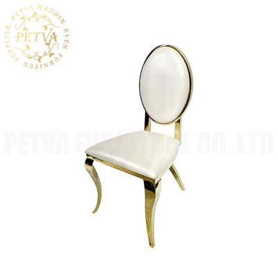 China Modern Luxury Gold Cross Leg Dining Table With Chairs Stainless Steel Round Back Chairs Metal Chairs For Events for sale