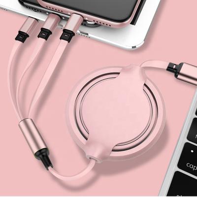 China Etc.electronic Mobile Phone Product 3 in 1 Type-C Fast USB Retractable Charger 3A Data Cable Cord Wire Cable for iPhone for Samsung for Huawei for Xiaomi for sale