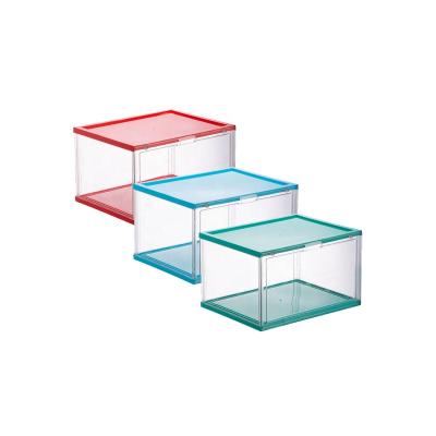 China Plastic Clear Shoe Box Stored Tennis Shoe Box Collapsible Plastic Shoe Box for sale