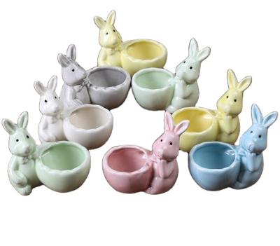 China Wholesale Cheap Succulent Cute Cartoon Rabbit Flower Pot Rabbit Flower Pots Ceramic for sale