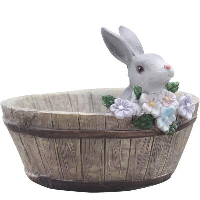 China American Wholesale Market Price Style Color Design Wooden Rabbit Mini Flower Vase Indoor Rabbit Ceramic Pot for Plants for sale