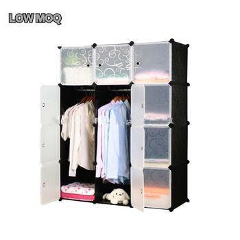 China (Size) Custom Color Adjustable Diy Portable Clothes Wardrobe Cube Closet Foldable Plastic Organizer Cabinet Plastic Closets For Clothes for sale