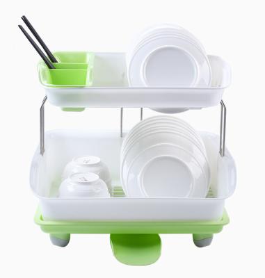 China Sustainable Universal Kitchen Sink Storage Basket Double Double Dish Racks Drying Folding Plastic Dish Rack for sale