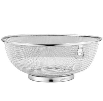 China Viable Sink Drain Sieve Colander Over Type Stainless Steel Strainer Kitchen Food Flour Fruit Vegetable Basket Washing Type for sale