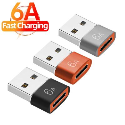 China Power Charging+Data Transfer 6A Type C Female To USB A Male OTG Adapter USB-C Converter For Macbook Xiaomi Samsung Oneplus Realme Cable Connector Adaptor for sale