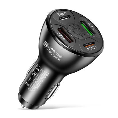 China Mobile Phone 4 Port USB Car Charger Quick Charge PD20W QC3.0 Fast Charging For iPhone 15 Pro Max FOR Huawei Samsung Phone Car USB C Chargers for sale