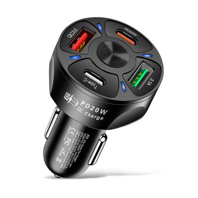 China PD20W Type C Usb Car Adapter 2023 Universal 4 Port Fast Charging QC 3.0 Car Charger for iphone and for Samsung ,7A Usb PD Car Charger for sale