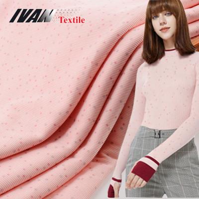 China High Stretch Stretch Knitting 2x2 DTY Brush Print Sweater 94 Polyester 6 Two Sided Spandex Fabric for sale