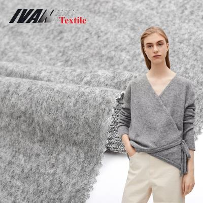 China Gray custom stretch color polyester rayon spandex thick knitted brushed hacci fabric for knitwear for sale