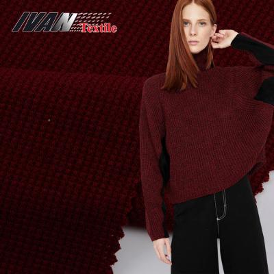 China Tear-resistant high quality mini waffle dyed style plain elastane knitted jersey spandex cotton fabric for garment for sale