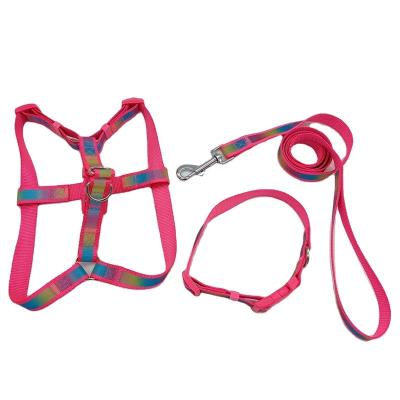 China Thoughtful wholesale customized shinning color pet harness leash collar set for walking and hiking for sale