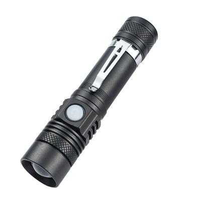 China Mini T6 LED Portable Zoomable USB Aluminum Alloy Rechargeable Flashlight Charging Emergency Flashlight for sale