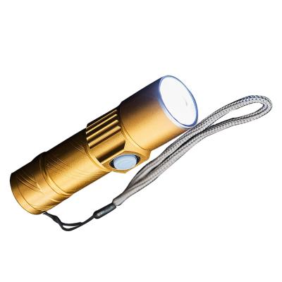 China Emergency High Power Usb Rechargeable Flashlight Rechargeable Battery White Led Flash Flashlight for sale