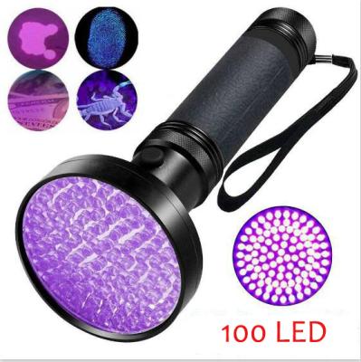 China Silver Detecting Black Beast UV 100 LED Light Flashlight, Best Power 6AA Battery 395nm Aluminum Flashlight High UV For Commercial/Home/Pet Uri for sale