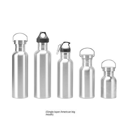 China Large Mouth Sports Water Bottle 304 Stainless Steel Single Layer Durable Hot Selling American Single Layer Sports Kettle for sale