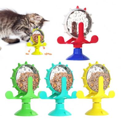 China CHENGYU Viable Interactive Automatic Pet Food Dispenser Cat Driver Cat Windmill Turntable Toy for sale