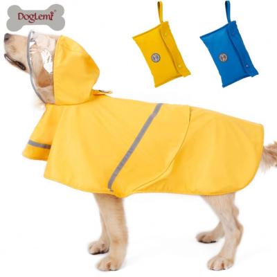 China Sustainable Use Dog Raincoat Poncho Hoodies Jacket Reflective Yellow Pet Dog Clothes for sale