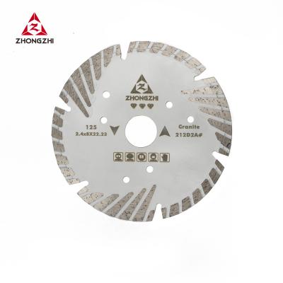 China Granite Bevel Cutting Turbo Diamond Saw Blade with Protective Teeth for Granite Cutting for sale