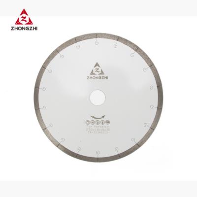 China Zhongzhi Diamond Tools 10 Turbine Inch Hot Pressed Cutting Type Flat Diamond Saw Blade Slot Music Result For Porcelain Cutting for sale