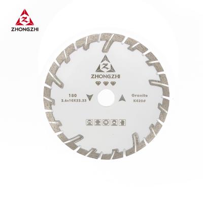 China Cutter Head 180mm Hot Pressed Sintered T Shape Diamond Dry Cutters With Protective Step Teeth For Natural Granite Stones for sale