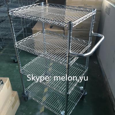 China Tools Chrome Wire Shelving Hand Cart / Chrome Wire Shelving Trolley for sale