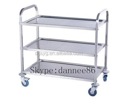 China Brand New Serving Kitchenroom Use Trolley 3 Shelf Stainless Steel Kitchen Restaurant Dining Trolley for sale