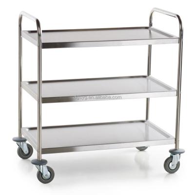 China Industrial Knocked Down 18 Gauge Stainless Steel 3-Shelf Utility Cart - 33 3/4