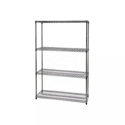 China Single Sided Wholesale Powder Coating Black Space Metal Rack Household Wire Shelving For Display for sale