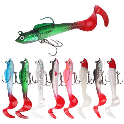 China Silicone 85mm Wobblers 9g Tail Artificial Bait Bass Pike Freshwater Saltwater Jig Head Hooks Soft Fishing Lure for sale