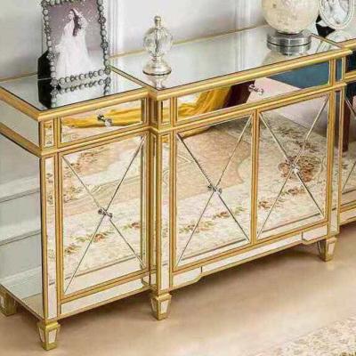 China Foshan Modern Factory Mirrored Furniture New Design Modern Simple Gold Color Console Table for sale